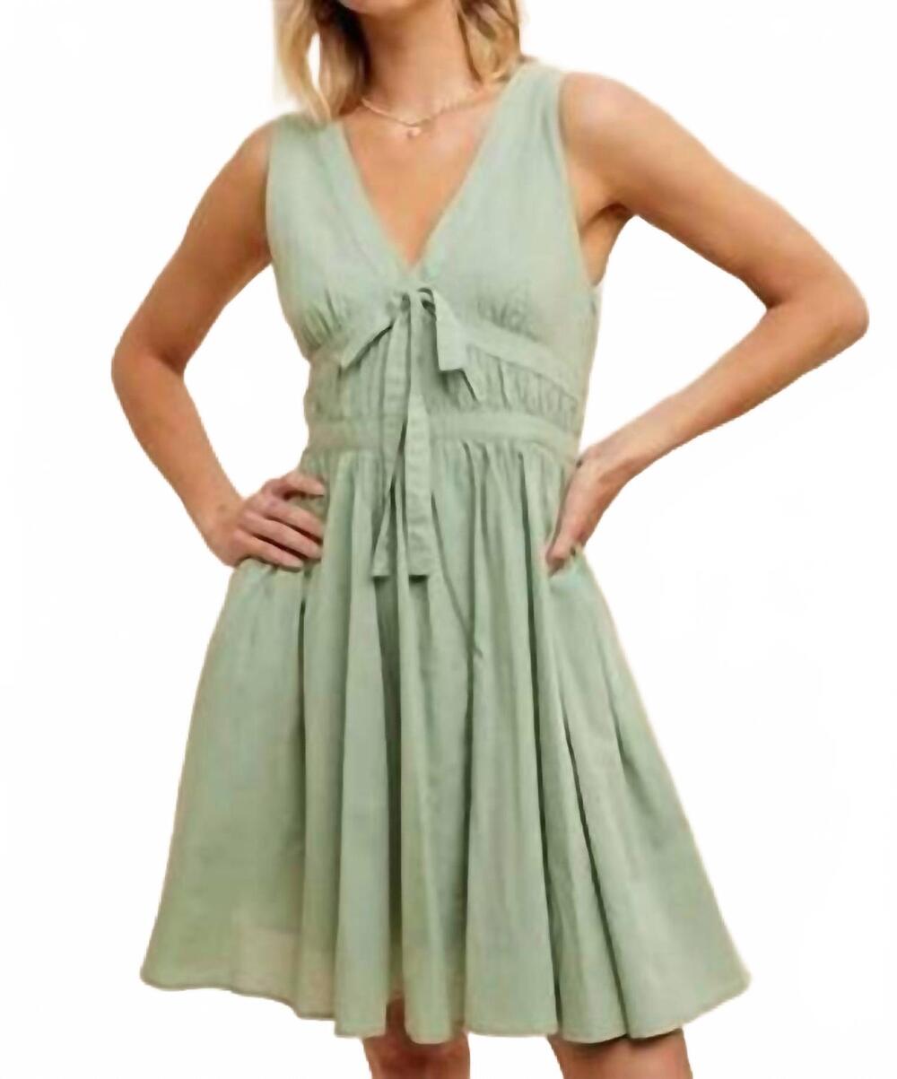 NEW IN-LOOM darling cotton bow dress in green